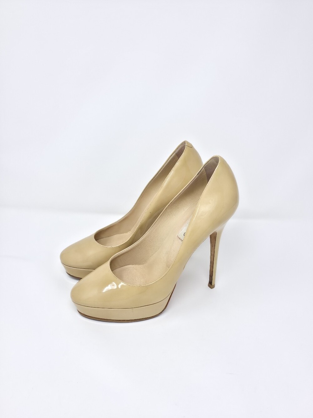 Jimmy Choo Nude Patent Leather Platform Pumps EU39
